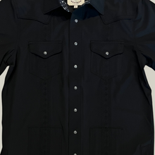 Load image into Gallery viewer, Pearl Snap Guayabera Performance Shirt--Black