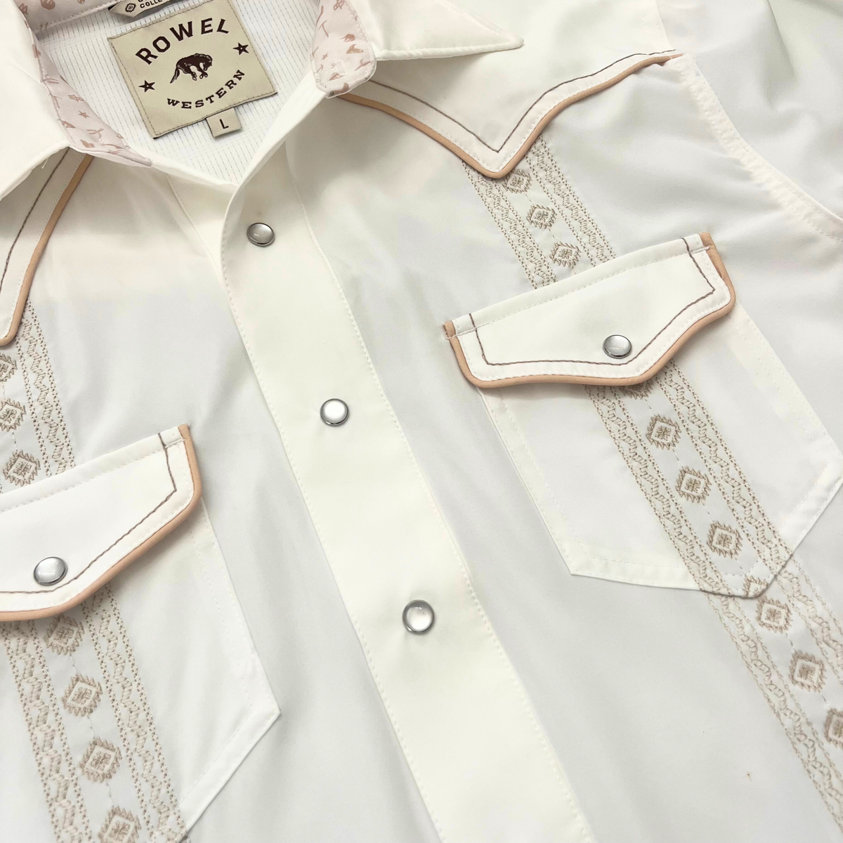 Pearl Snap Cowboy Shirt | Pearl White | Rowel Western – Rowel