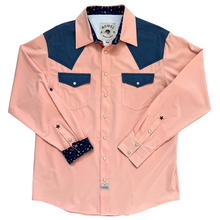 Load image into Gallery viewer, Coral / Tech Denim Long Sleeve Performance Western Shirt
