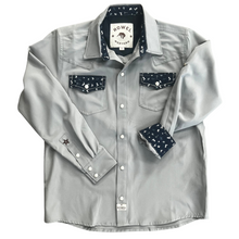Load image into Gallery viewer, Youth Dove Grey Performance Western Shirt
