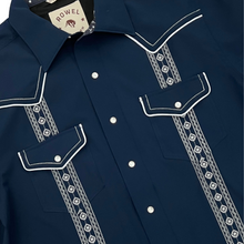Load image into Gallery viewer, Pearl Snap Guayabera Performance Shirt--Midnight Navy