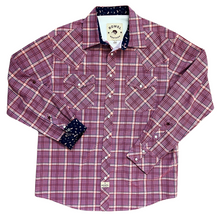 Load image into Gallery viewer, Windowpane Plaid Long Sleeve Performance Western Shirt