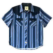 Load image into Gallery viewer, Tonal Blue Short Sleeve Performance Western Shirt