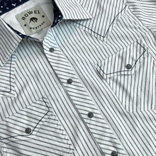 Load image into Gallery viewer, White Barbed Wire Stripe Short Sleeve Performance Western Shirt