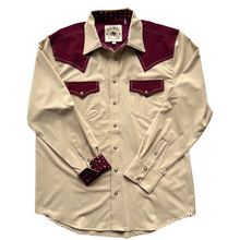 Load image into Gallery viewer, Pebble / Cabernet Long Sleeve Performance Western Shirt