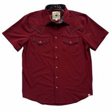 Load image into Gallery viewer, Cabernet/Irongate Piping Short Sleeve Performance Western Shirt