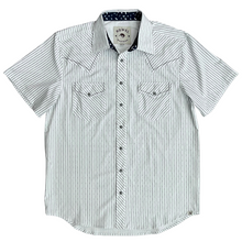 Load image into Gallery viewer, White Barbed Wire Stripe Short Sleeve Performance Western Shirt