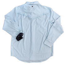Load image into Gallery viewer, Light Blue Cowboy Stripe Long Sleeve Performance Western Shirt