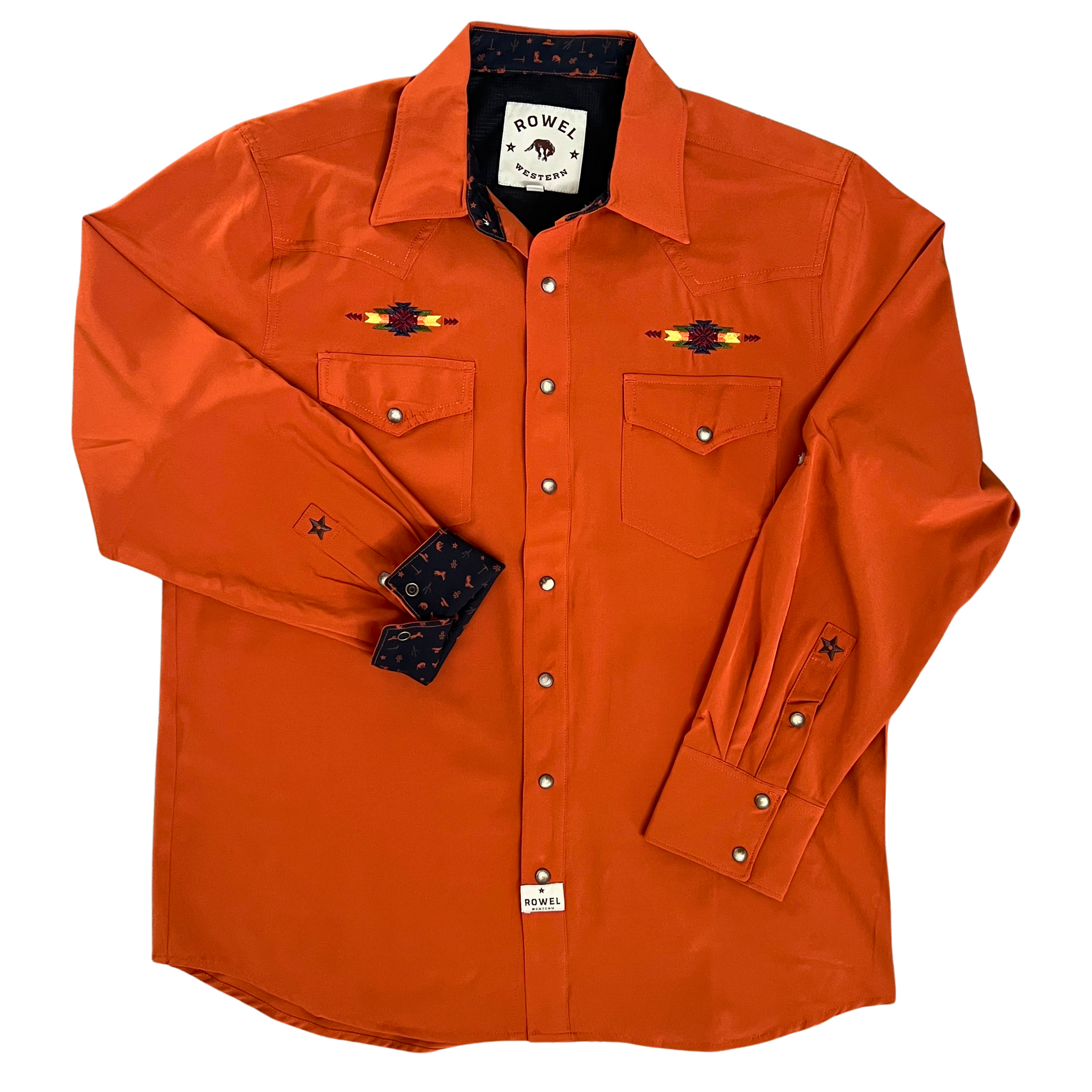 Burnt Orange Western Shirt | Embroidered | Rowel S Burnt Orange Western Shirt | Embroidered | Rowel S