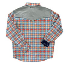 Load image into Gallery viewer, Orange Check / Dove Gray Long Sleeve Performance Western Shirt

