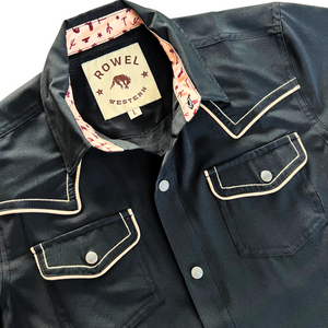 Youth Black & Tan Short Sleeve Performance Western Shirt