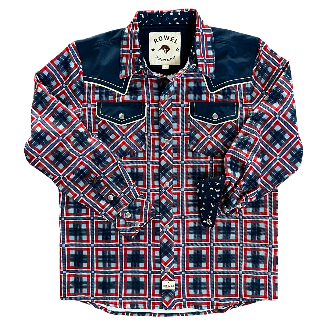 Youth Backyard Plaid Performance Western Shirt