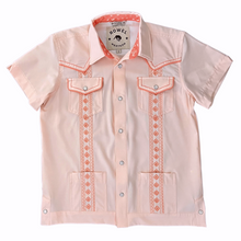 Load image into Gallery viewer, Youth Pearl Snap Guayabera Performance Shirt--Cloud Pink
