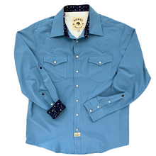 Load image into Gallery viewer, Light Blue Long Sleeve Performance Western Shirt
