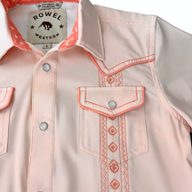 Load image into Gallery viewer, Youth Pearl Snap Guayabera Performance Shirt--Cloud Pink
