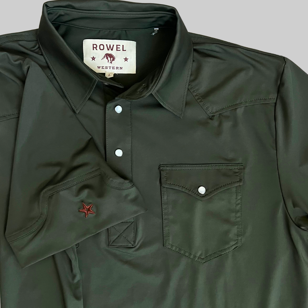 Pearl Snap Polo- Pineneedle