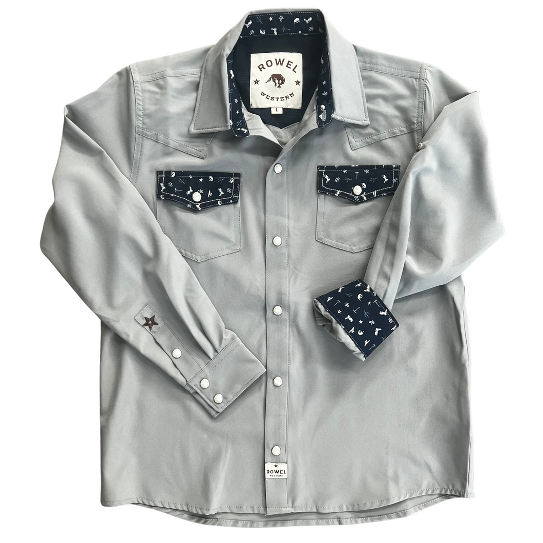 Youth Dove Grey Performance Western Shirt