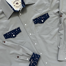 Load image into Gallery viewer, Dove Gray / Rowel Print Long Sleeve Performance Western Shirt
