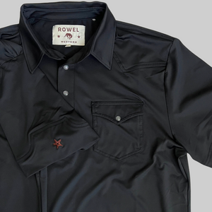 Pearl Snap Polo- Black