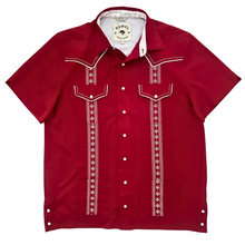 Load image into Gallery viewer, Pearl Snap Guayabera Performance Shirt- Fiesta Red
