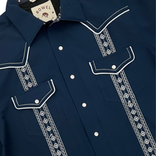 Load image into Gallery viewer, Pearl Snap Guayabera Performance Shirt--Midnight Navy
