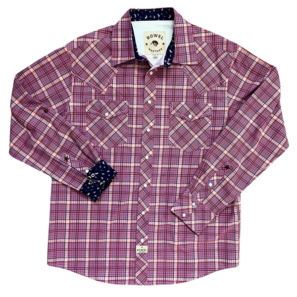 Windowpane Plaid Long Sleeve Western Shirt | Rowel Western – Rowel