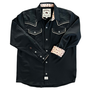 Youth Black/ Tan Piping Long Sleeve Performance Western Shirt