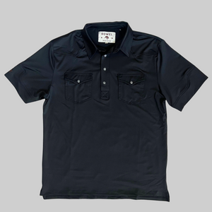 Pearl Snap Polo- Black