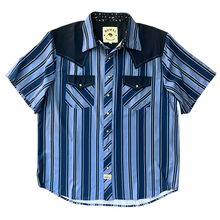 Load image into Gallery viewer, Tonal Blue Short Sleeve Performance Western Shirt
