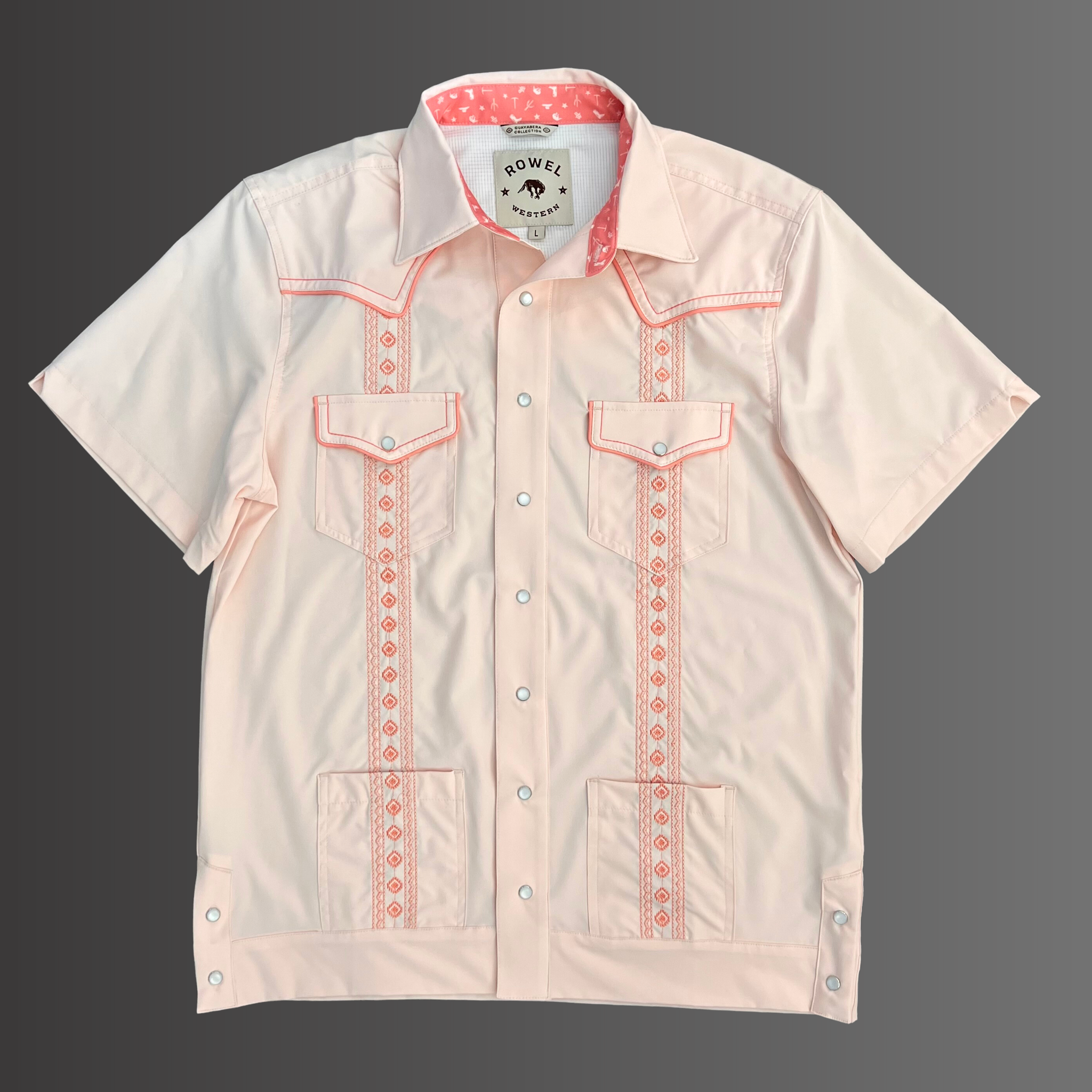 Pearl Snap Guayabera Performance Shirt--Cloud Pink – Rowel Western