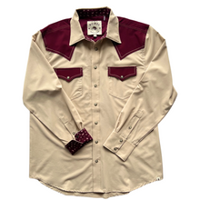 Load image into Gallery viewer, Pebble / Cabernet Long Sleeve Performance Western Shirt
