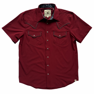 Cabernet/Irongate Piping Short Sleeve Performance Western Shirt