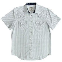 Load image into Gallery viewer, White Barbed Wire Stripe Short Sleeve Performance Western Shirt

