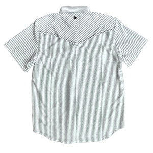 White Barbed Wire Stripe Short Sleeve Performance Western Shirt