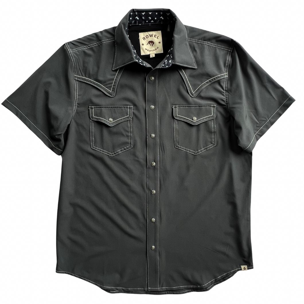 Gunmetal Short Sleeve Snap Shirt | Rowel Western S Gunmetal Short Sleeve Snap Shirt | Rowel Western S