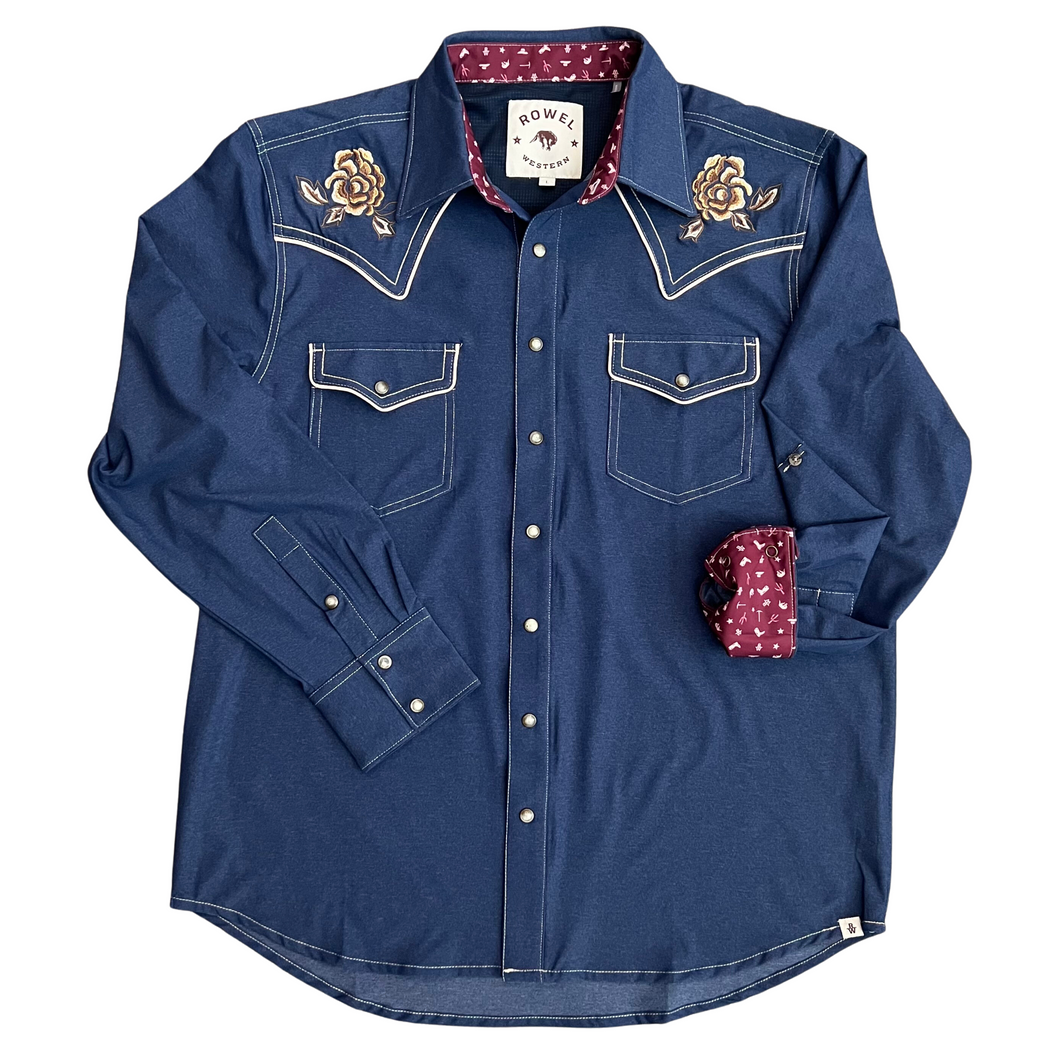 Tech Denim Embroidered Long Sleeve Performance Western Shirt