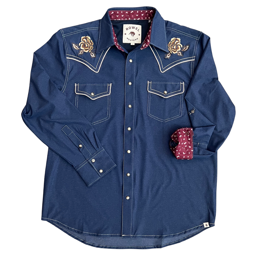 Denim Western Shirt | Embroidered | Rowel Western – Rowel Western Wear Denim Western Shirt | Embroidered | Rowel Western – Rowel Western Wear