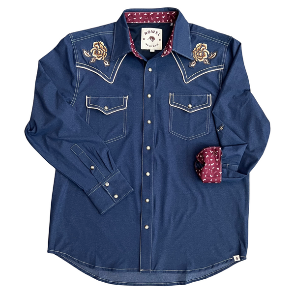 Denim Western Shirt | Embroidered Denim Western Shirt | Embroidered