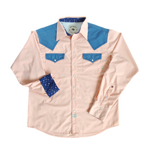 Load image into Gallery viewer, Coral / Tech Denim Long Sleeve Performance Western Shirt
