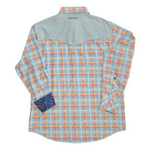 Orange Check / Dove Gray Long Sleeve Performance Western Shirt