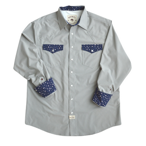 Dove Gray / Rowel Print Long Sleeve Performance Western Shirt