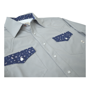 Dove Gray / Rowel Print Long Sleeve Performance Western Shirt