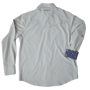 Dove Gray / Rowel Print Long Sleeve Performance Western Shirt