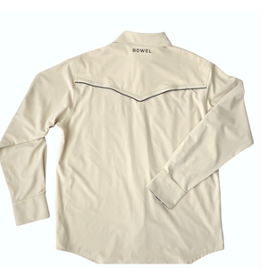 Tan / Black Piping Long Sleeve Performance Western Shirt