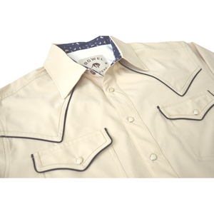 Tan / Black Piping Long Sleeve Performance Western Shirt