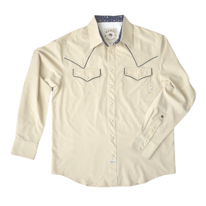 Tan / Black Piping Long Sleeve Performance Western Shirt
