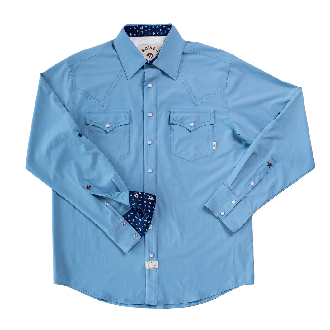 Light Blue Long Sleeve Performance Western Shirt