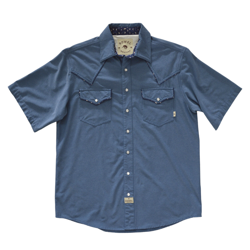 Tech Denim / Rowel Piping Short Sleeve Performance Western Shirt