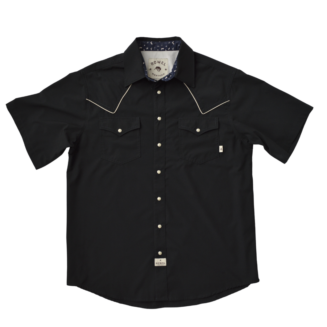 Black / Tan Piping Short Sleeve Performance Western Shirt