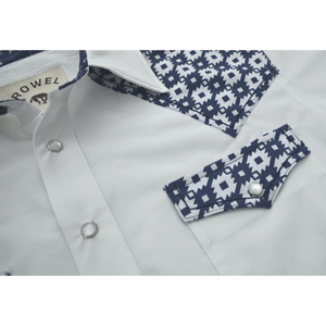 Snow / Denim Diamond Short Sleeve Performance Western Shirt